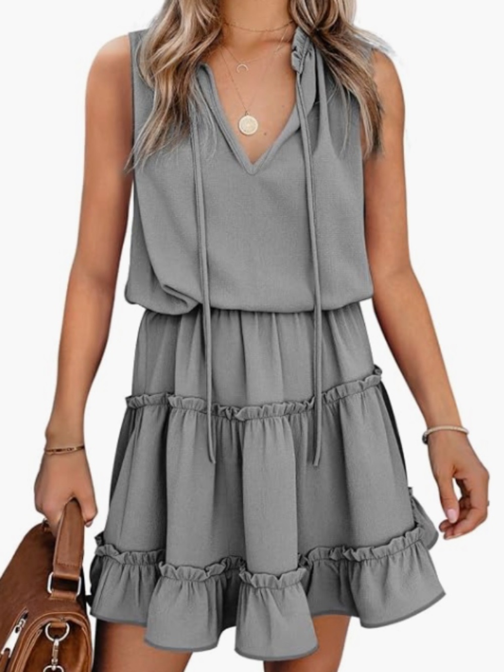 Amazon Mini Swing Shift Dress V-Neck Loose Fit Size M